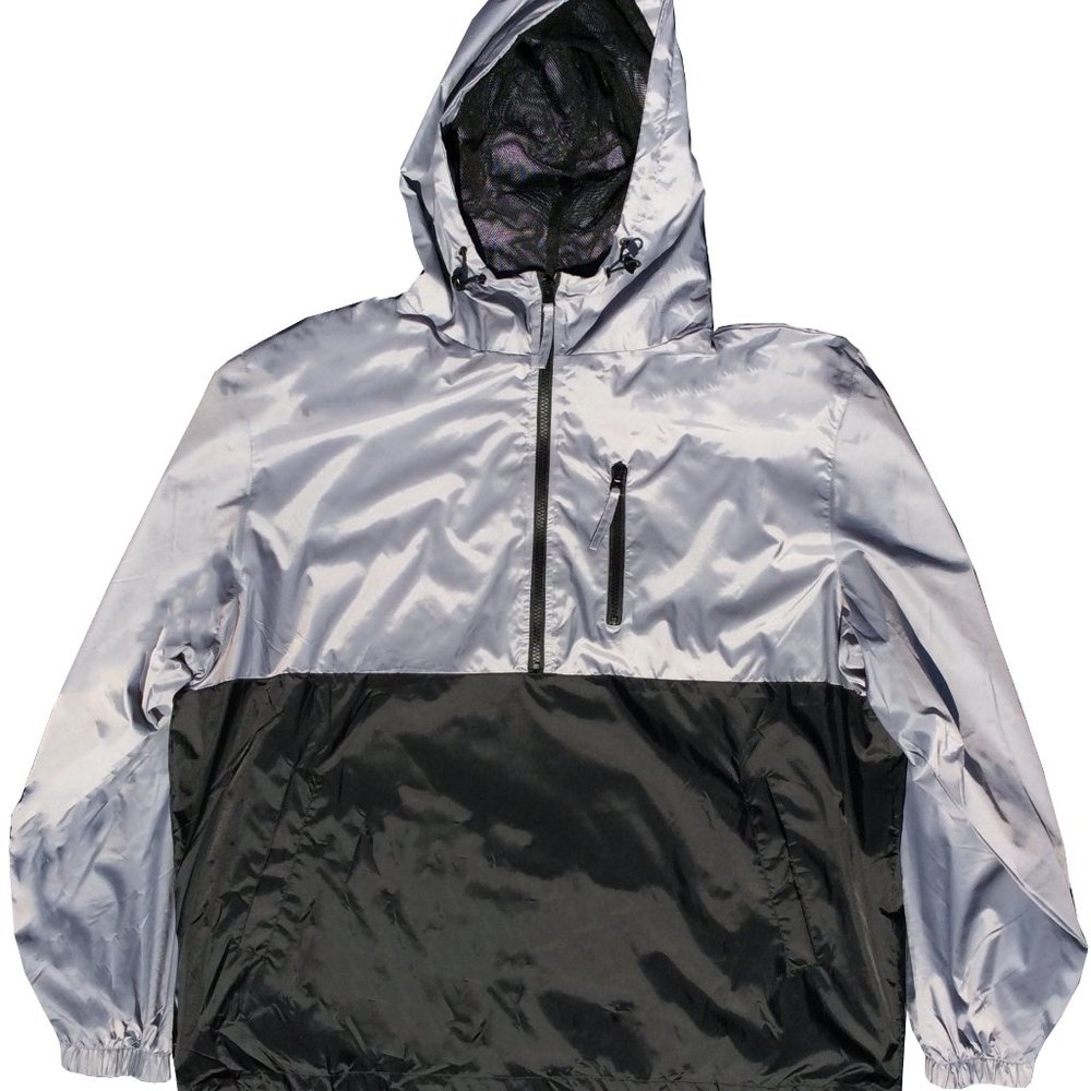 Grey and black windbreaker jacket